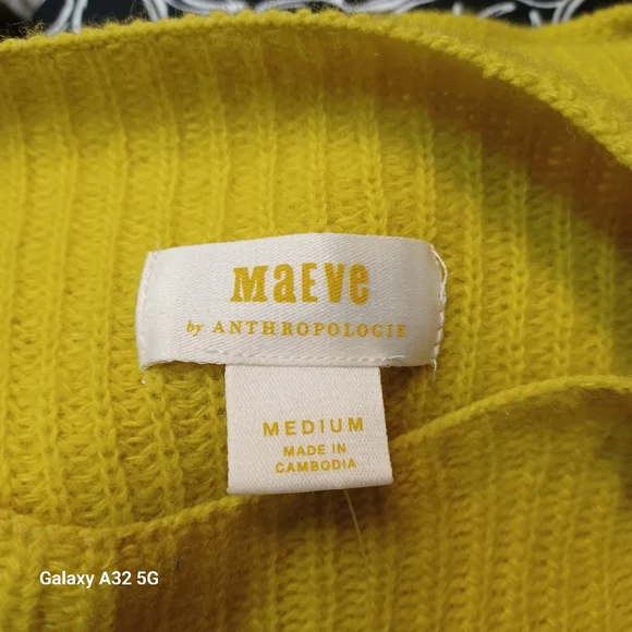 Anthropologie Maeve 100% Wool.mo_neck Muscle Crop  Green V-Neck Sweater Size M - Picture 2 of 12
